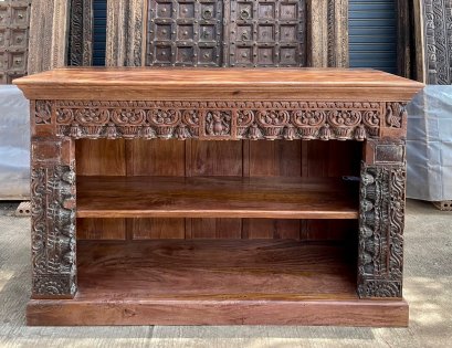 Ganesh Carved Wood Display Cabinet