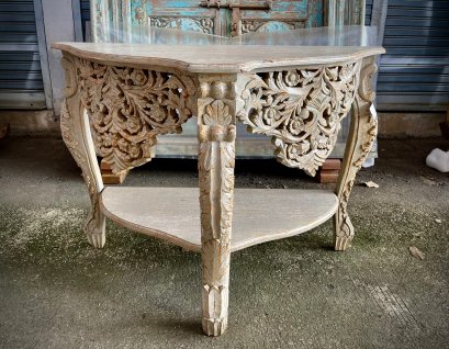 Vintage Table Painting White in Half Round Shape