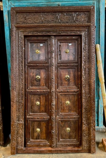 Ornate Entrance Door Beautiful Patina with Brass
