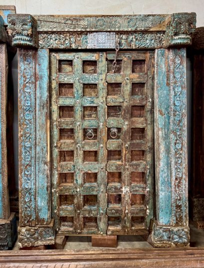 Admirable Antique Door with Unique Carving White