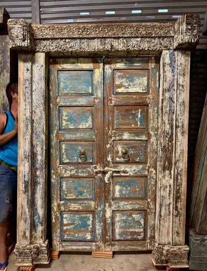 White Solid Teakwood Door Colonial Era