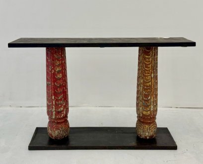 Gorgeous Rustic Red Pillars Console Table