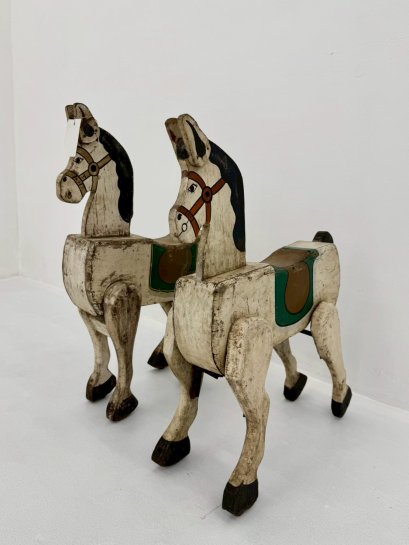 Wooden Painted Horses Set of 2