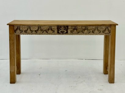 Ganesha Carved White Washed Console Table