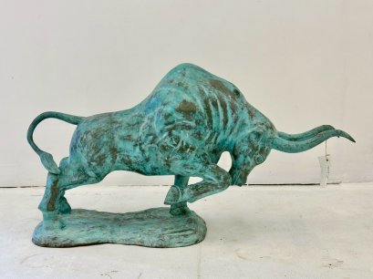 Antique Brass Bull Statue