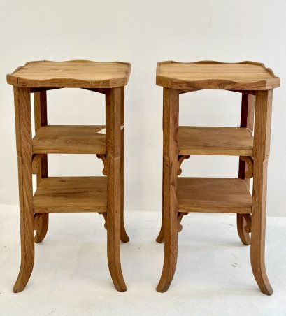 Antique Wooden Side Tables Set of 2