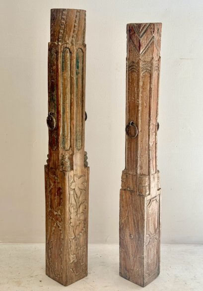 Antique Wooden Pillar Candle Stand