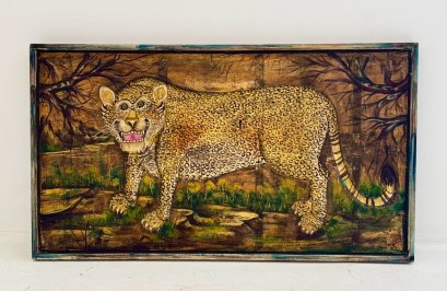 Antique Wooden Pained Wall Panel