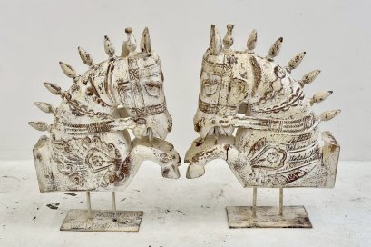 Wooden Horse Statue Set of 2