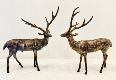 Deer Brass Statue Set of 2