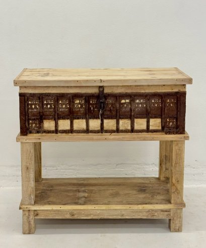 Antique Wooden Box Console Table