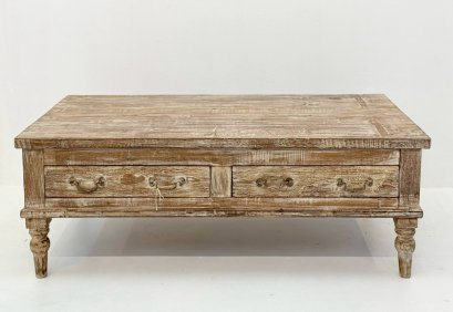 Antique Wooden Coffee Table With Drawers