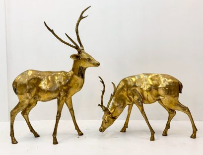 Deer Brass Statue Set of 2