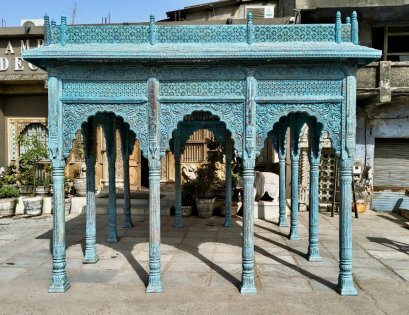 Antique Wooden Gazebo in Blue color