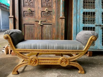 CS16 Golden Carved Sofa with Velvet Fabric