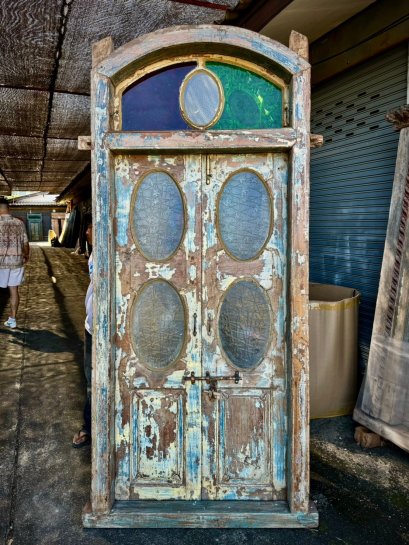 Colored Oval Glass Door Vintage Look