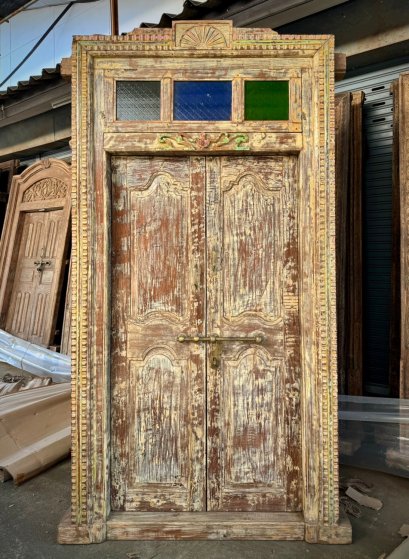 Entry Door Distressed Color with Glass Top