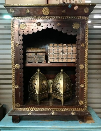 Wooden Display Cabinet with Brass