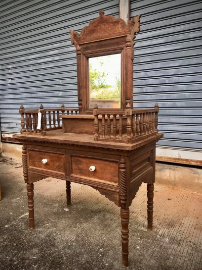 Vintage Teak MakeUp Table Mirror