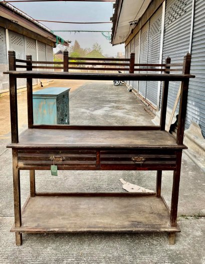 Large Wooden Shelves with Drawers