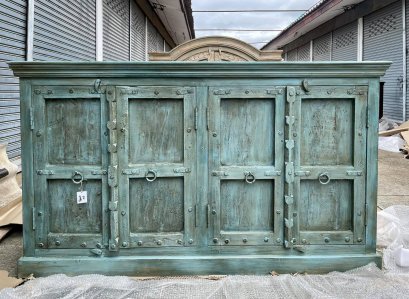 4SB3 ตู้ยาวสี่ประตูสีฟ้าขัดหยาบ