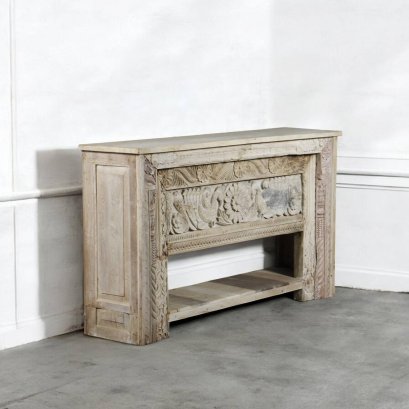 Pretty Carved Peacocks White Console Table