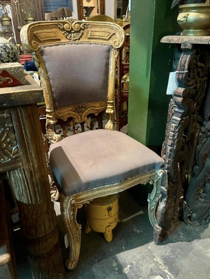 Set of 2 Colonial Chairs Vintage Canvas Seat