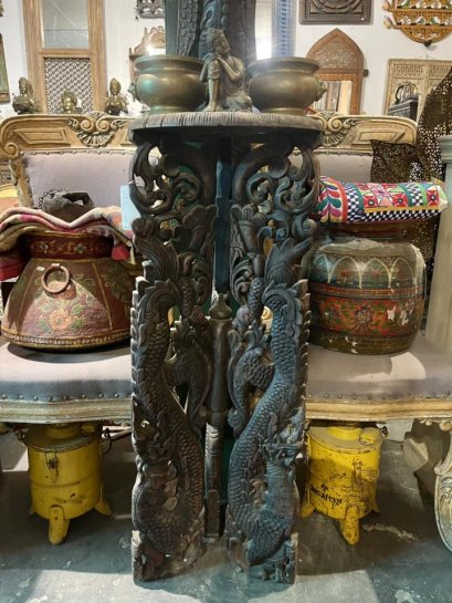 STB20 Naga Carved Round Side Table