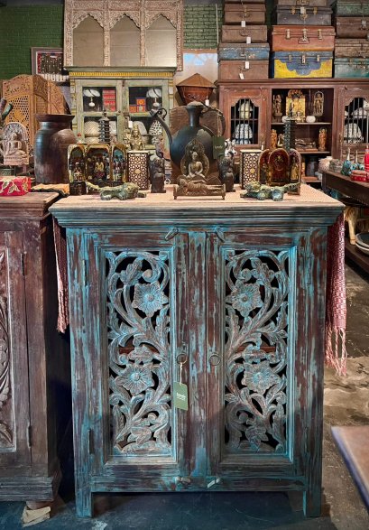 Vintage Blue 2 Perforated Doors Sideboard