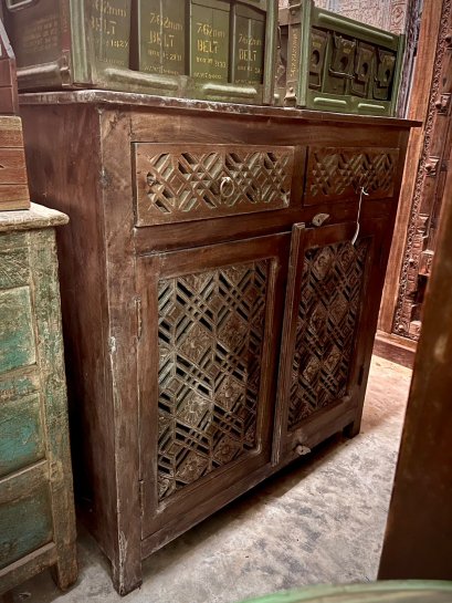 Wooden Sideboard 2 Perforated Doors with Drawers