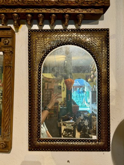 Embossed Brass Wall Mirror