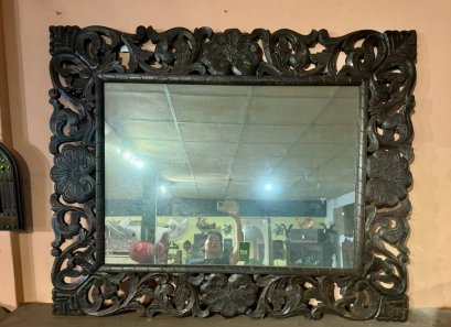 Large Perforated Wood Mirror
