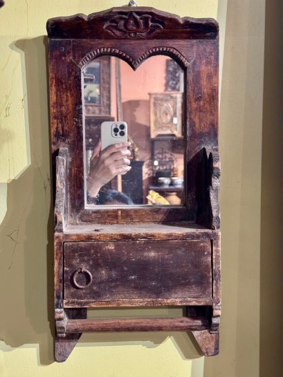 Wooden Mirror with Storage