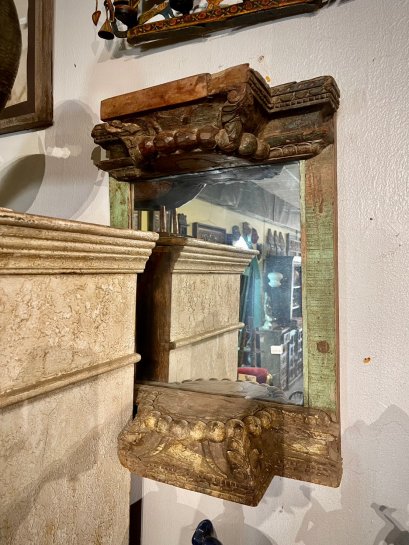 MR109 Antique Solid Carved Wood Mirror