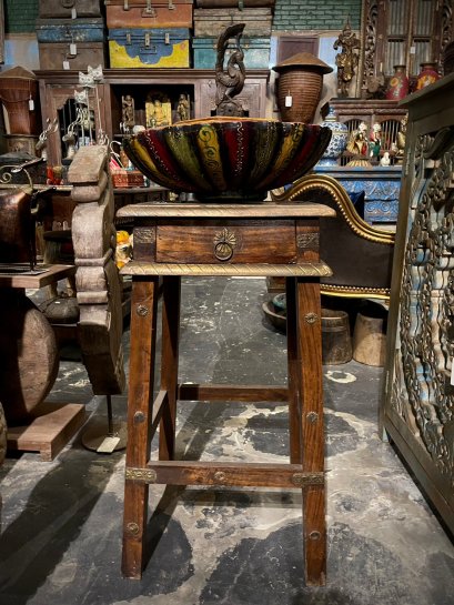 STB32 Brass Side Tables with Drawer Set of 2