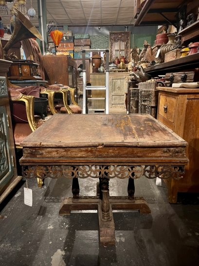 CT28 Thai Teak Coffee Table with Perforated Wood Decor