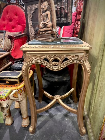 STB25 French Side Table Green Marble Top