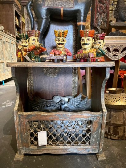 STB23 Rustic Side Table with Cast Iron