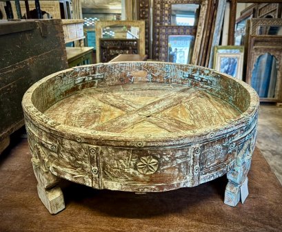 Indian Tribal Round Low Table