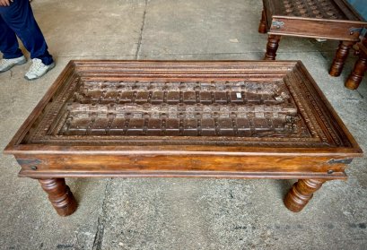 Beautiful Antique Sofa Table Multi-layer Carved Top