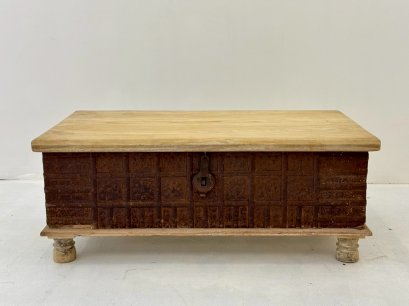 Low Box Coffee table Front Rustic Iron Decor