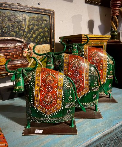 Painted Iron Cows Set of 3