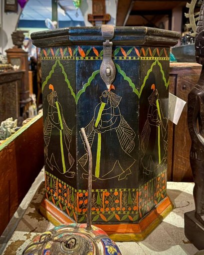 Wooden Box with Tribal Hand Painting