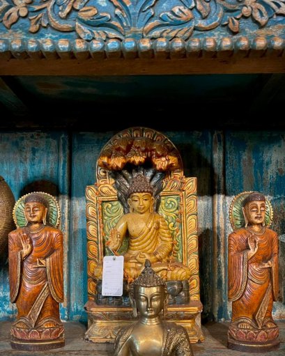 Buddha One Wood Painted Statue