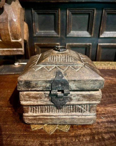 Tribal Carved Box One Wood
