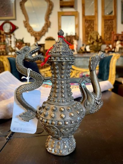 BRI18 กาน้ำชาทองเหลืองทรงธิเบท