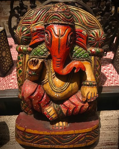 DCI81 Ganesh one wood carving and painted