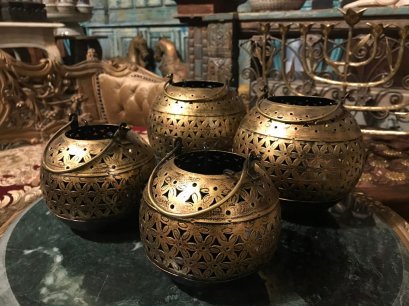 BRI34 คู่หม้อวางเทียงทองเหลืองชุด 2 ชิ้น