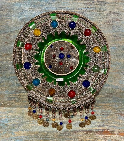 DCI107 จานแก้วสีเขียวแต่งผนังประดับคริสตอลอียิปต์