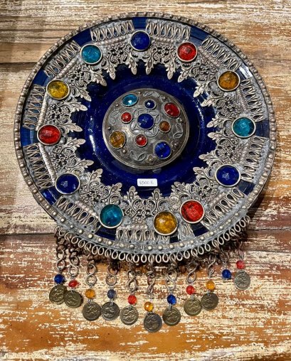 DCI108 จานแก้วสีน้ำเงินแต่งผนังประดับคริสตอลอียิปต์